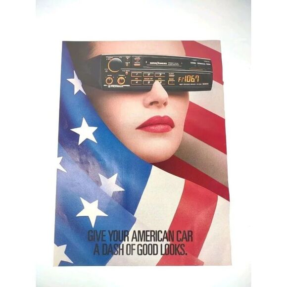 Pioneer Stereo System American Flag 1988 Vintage Print Ad 8 x 10.75 inches - Picture 2 of 7